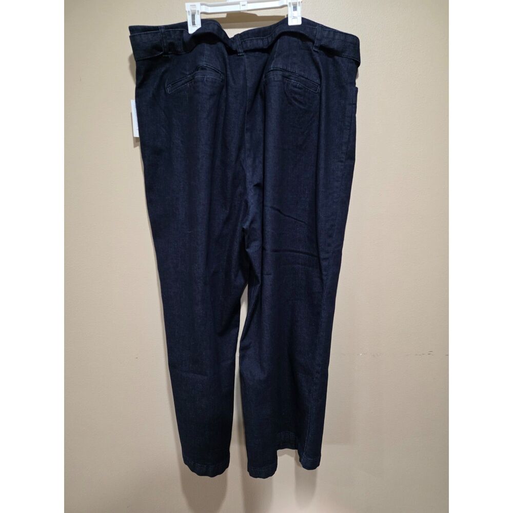 Eloquii Denim Tie Waist Wide Leg Crop Jeans Dark Wash 16S NWT Plus Size - Picture 3 of 8